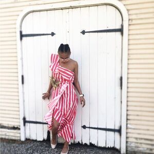 Striped One-Shoulder Dress